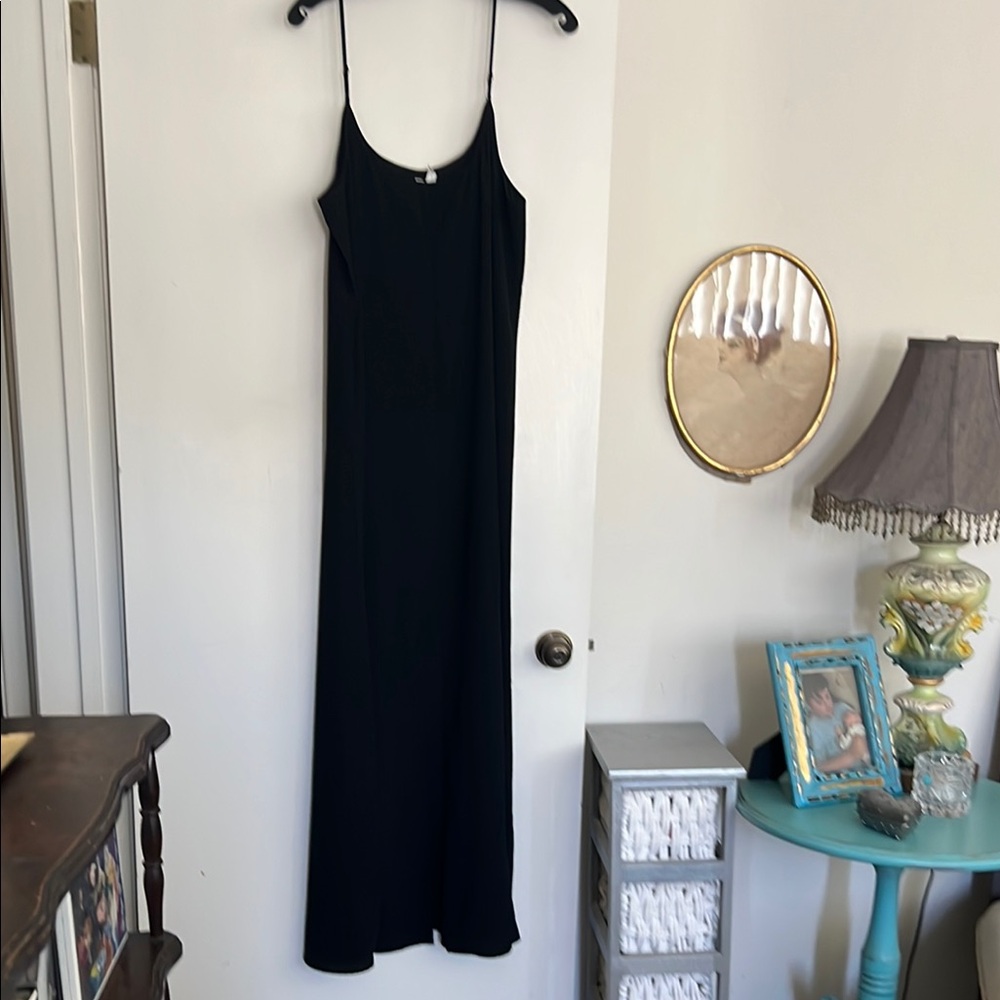 Leith Black Spaghetti Strap Slip Maxi Dress